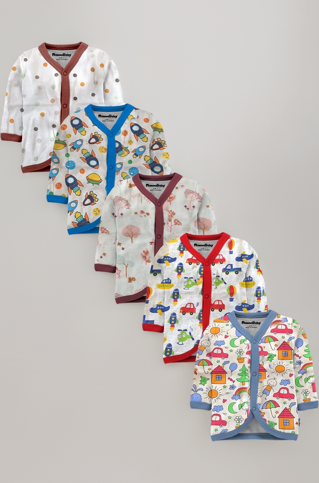 Tinchuk Baby Boy's & Baby Girl's Printed T-Shirt/Jhabla/Nightsuits with Assorted Prints- Multi-Pack