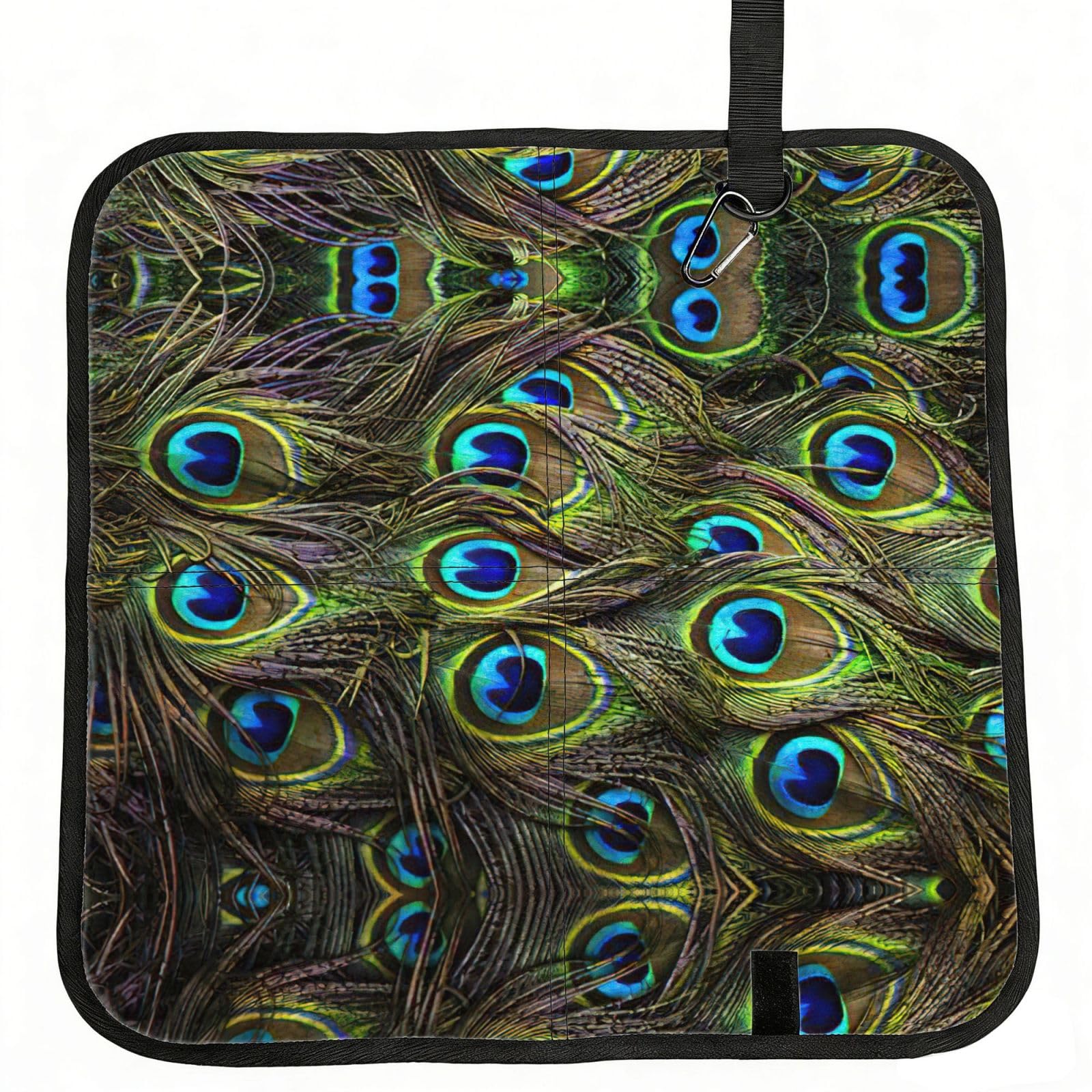 KAPPTYY Fresh peacock Printed Bleacher Seat Cushion PE Foam Filling, Foldable Sitting Pad for Concert Stadium Events
