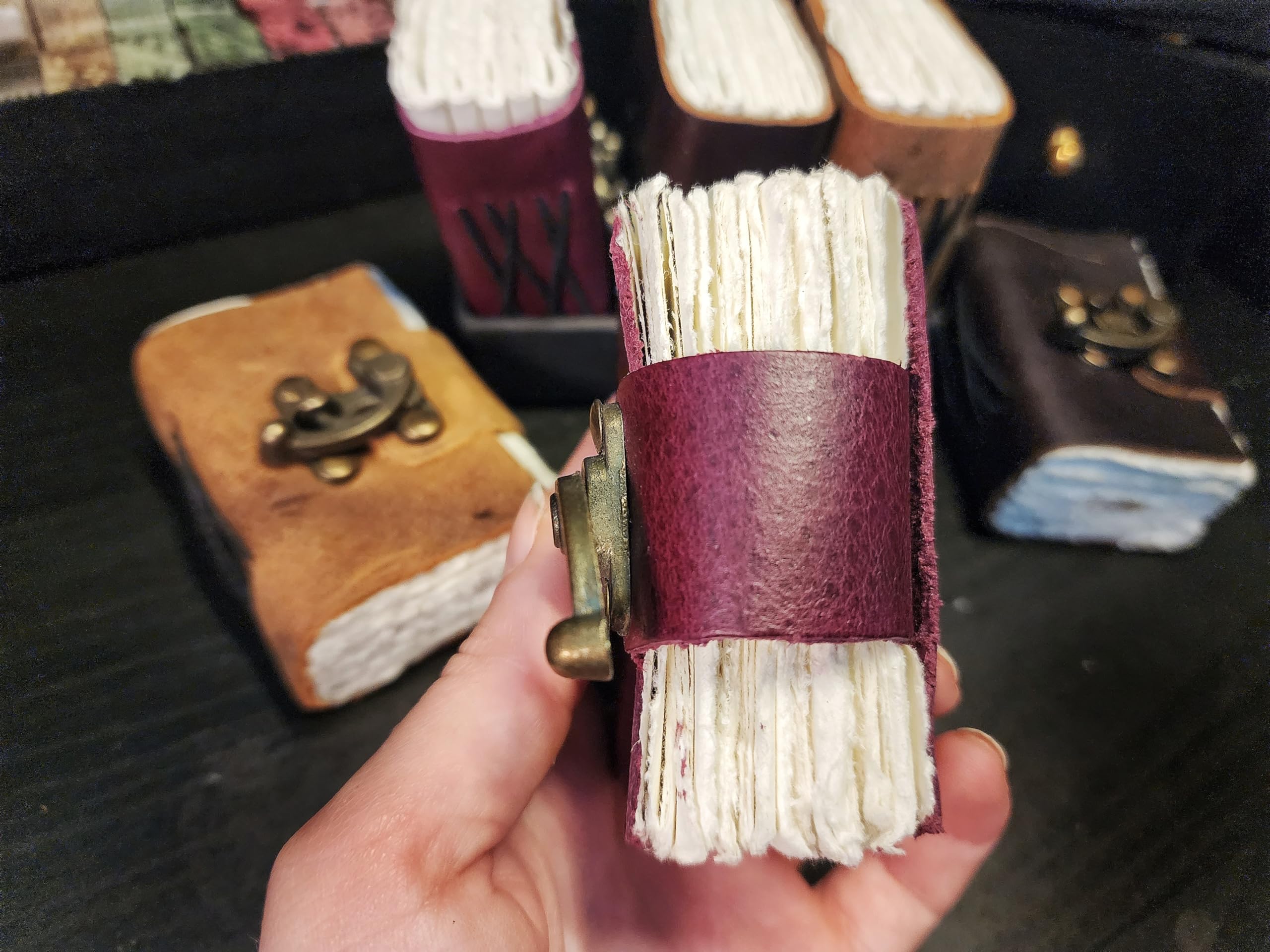 Set di 3 mini diari in pelle fatti a mano, piccoli album vintage per album di ritagli, album tascabili artisti, piccoli quaderni in pelle, senza righe, regalo per artisti, scrittori e album di ritagli