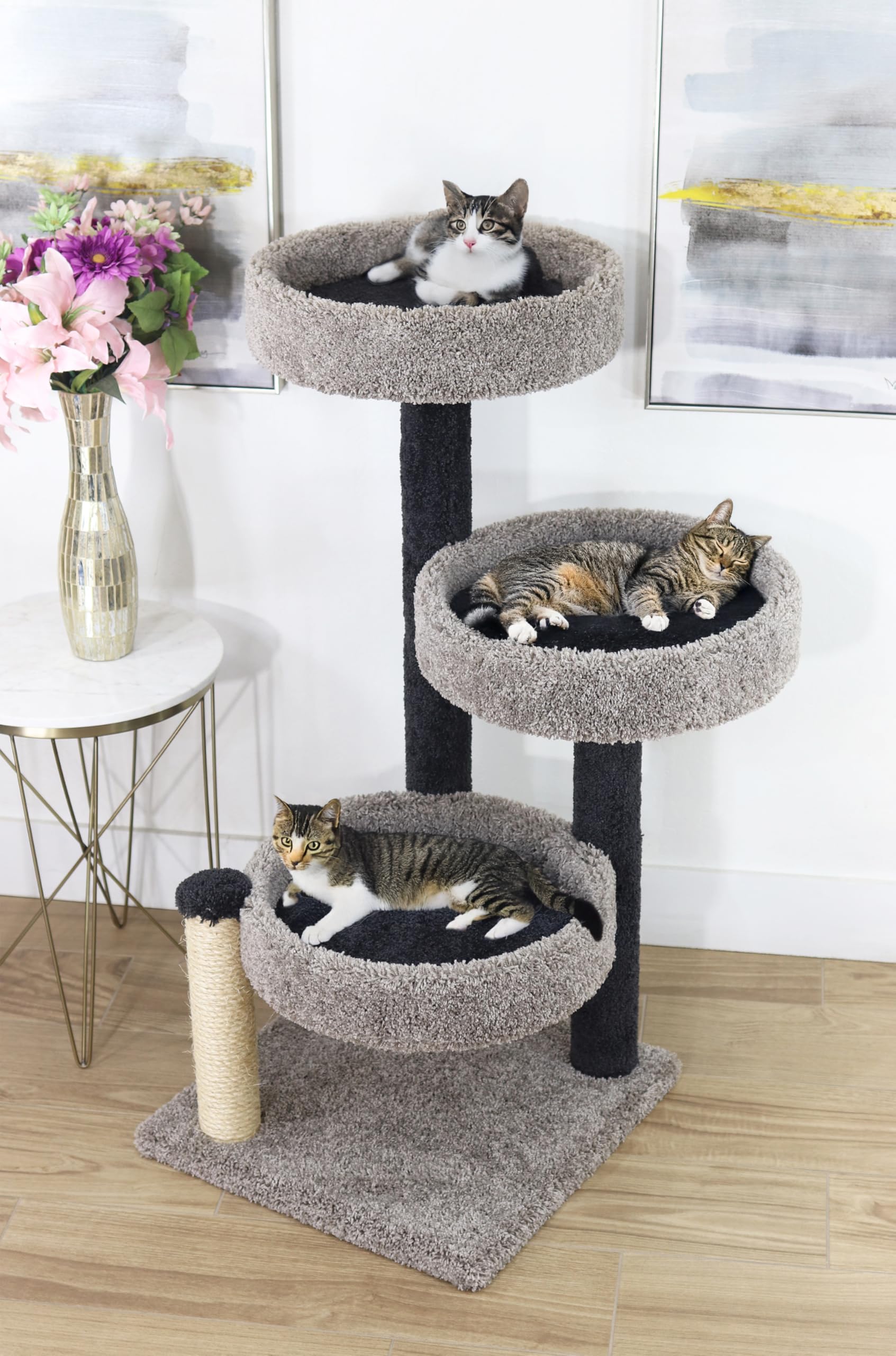 Prestige Cat Trees XXL Heavy-Duty Cat Tree – Extra-Large, Solid-Wood Haven for Big & Multiple Household Cats in Colors Black and Gray
