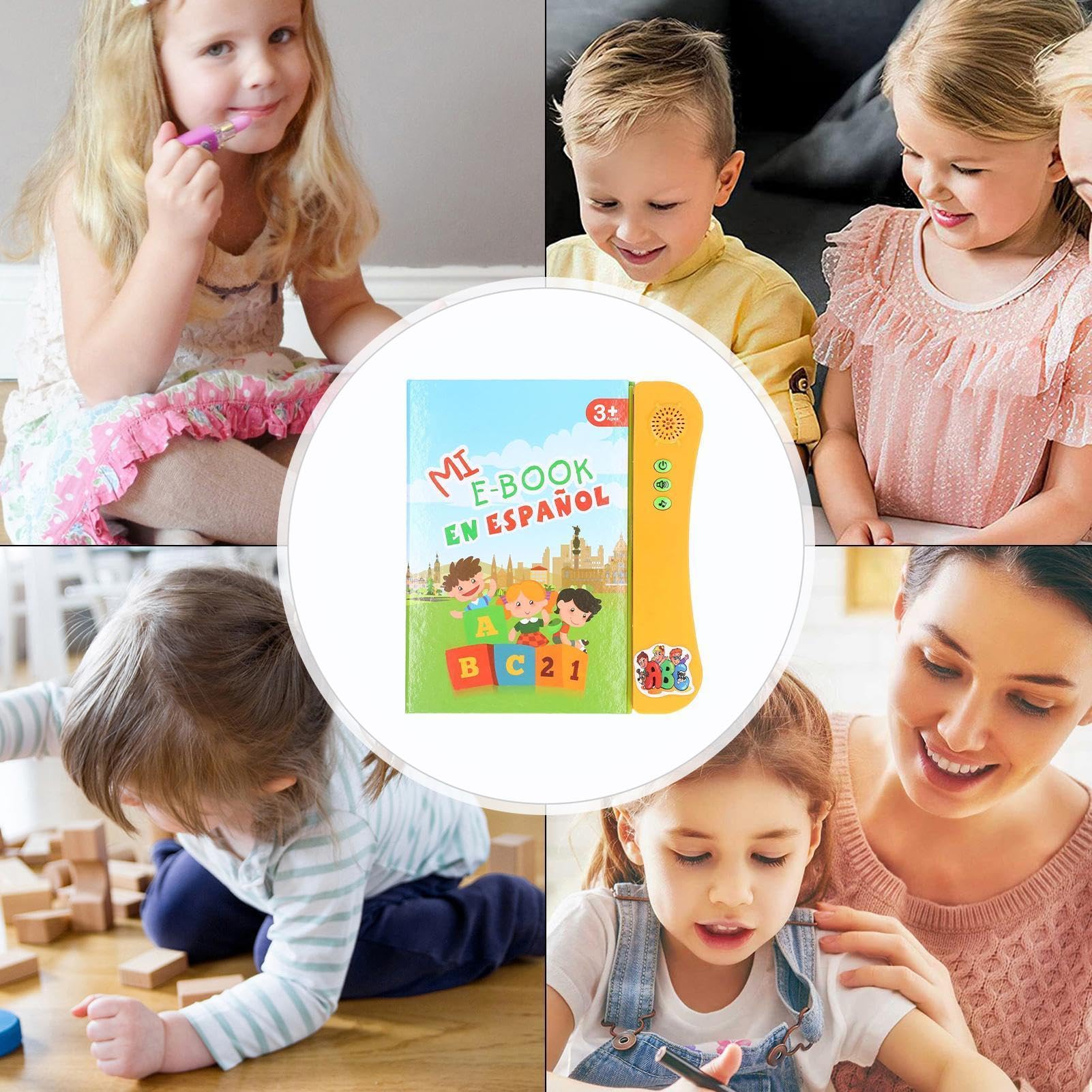 Libros Para Niños Con Botones De Sonido - Educativo Bilingüe Para Aprender Palabras,Libros Educativos Sonoros Para Niños,Para Niños Y Niñas 3 Años, Cumpleaños, De La Casa Escuela