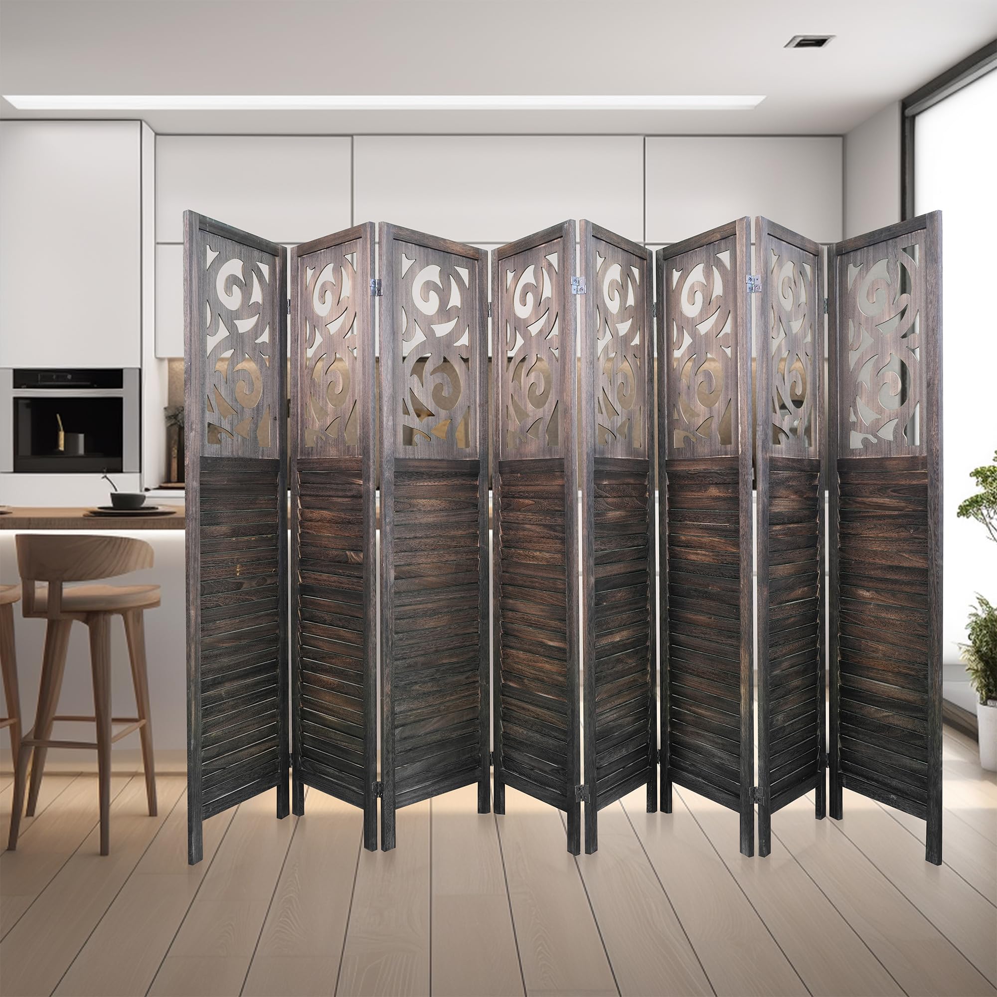 Snapklik.com : 8 Panels Room Divider, 6 FT Wood Carved Room Dividers