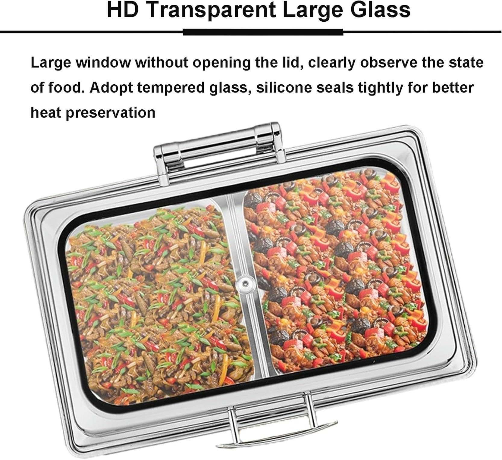 Chafing Dish Elettrico Rotondo,Riscaldatore per Buffet di Cibo Commerciale con Coperchio Trasparente,Vassoio Riscaldante di Grande capacità 6L per Una varietà di Piatti