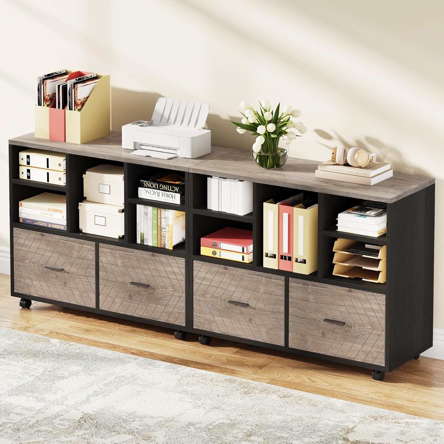 Tribesigns 2-Drawer Wood File Schrank in einer Büroumgebung