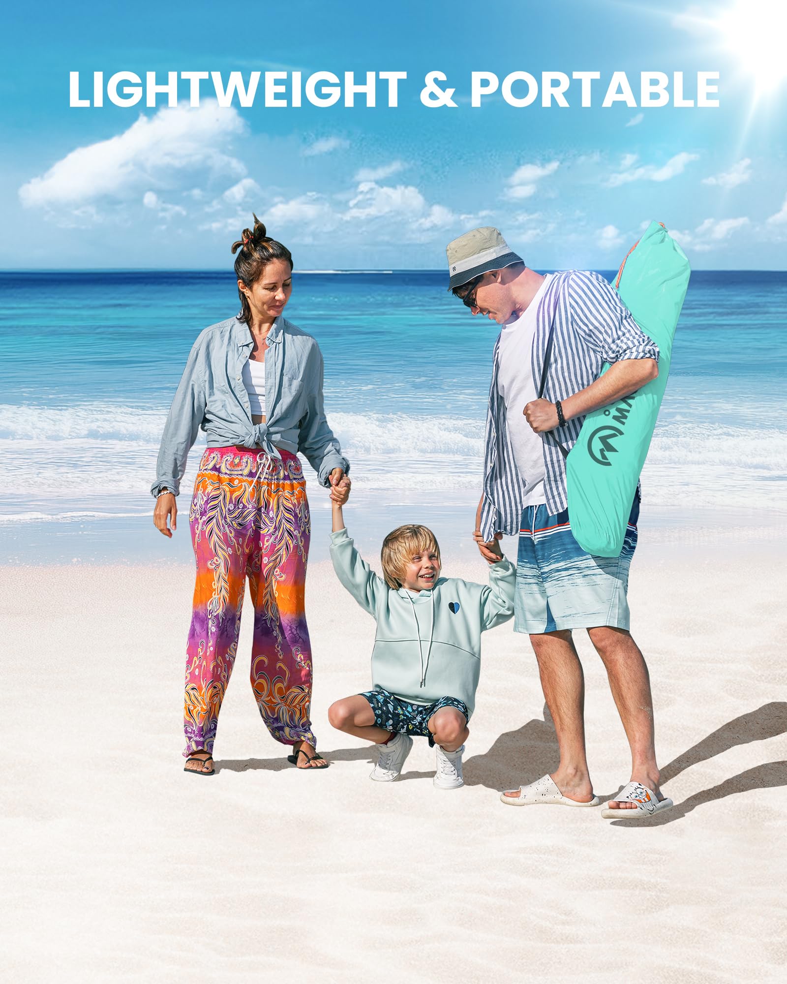 OutdoorMaster Tente de Plage avec Technologie d'abri Sombre, Pare-Soleil Portable pour 4 à 6 Personnes avec Protection UV UPF 50+, Installation Facile, Taille familiale