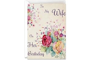 For My Wife on her Birthday Beautiful Flower Happy Birthday Handmade Greeting Card