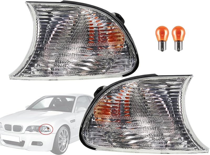 Par de lanternas dianteiras de seta e estacionamento Auto Parts Avenue para BMW 3 Series/M3 2002–2006 – Coupe e Conversível