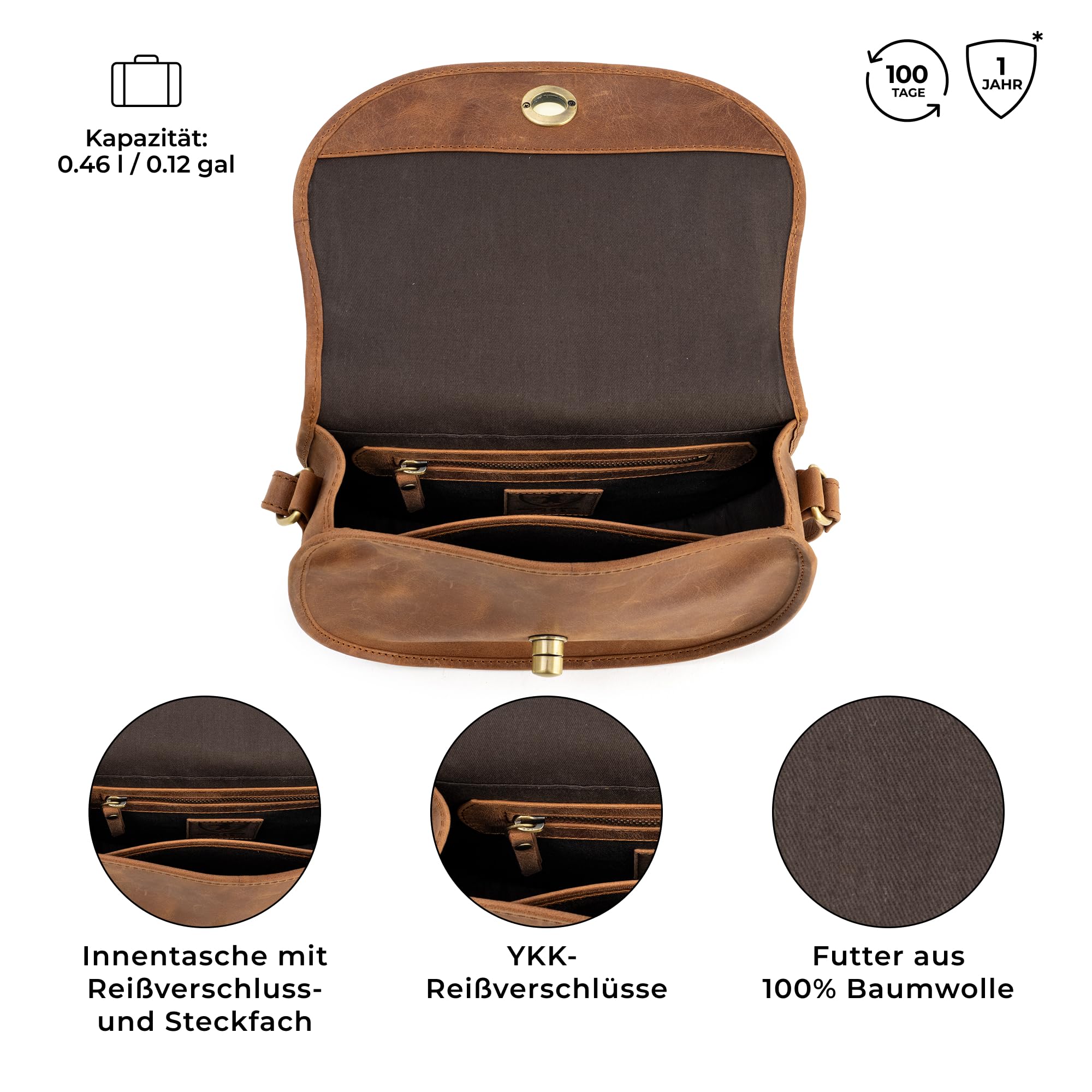 Berliner Bags Umhängetasche Pavia Vintage aus Leder für Damen - Braun