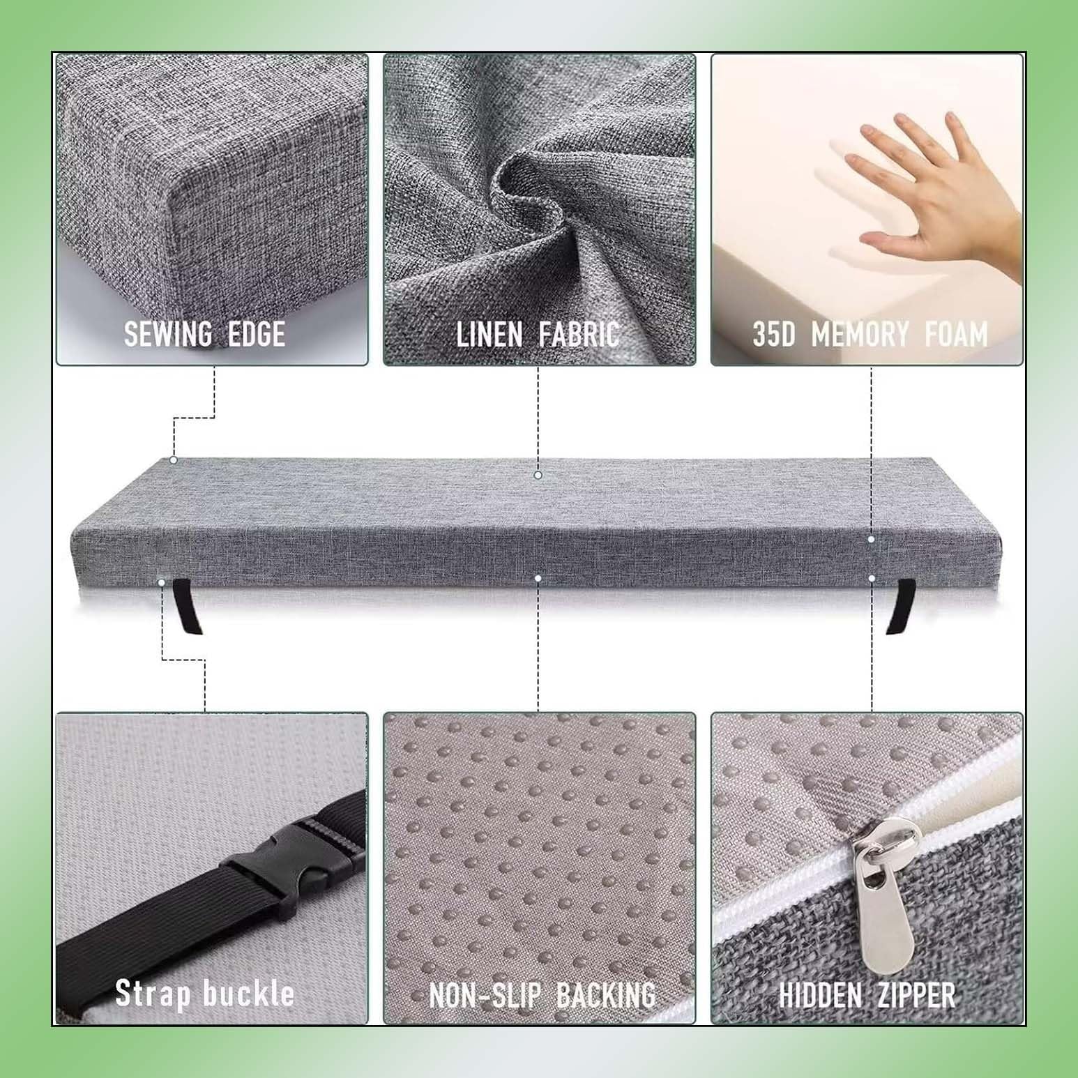 Cuscino Panca Esterno 120x45 Interno 45x45 Cuscino per Panca da Esterno 80x40 120 x 40 da Giardino 180 90x45 120 x 50 100x40 110x40 100 x 50, Cuscini per Sedie Cucina Divano 40x40(Beige White,120x45 c