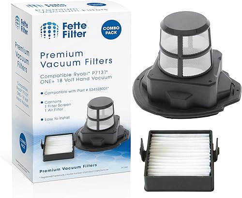 Fette Filter - Juego de pantallas de filtro P7131 compatible con Ryobi P7131, P7131ID 18V ONE+ HAND VACUUM Parte # 534526001 y filtro 533907002 (1