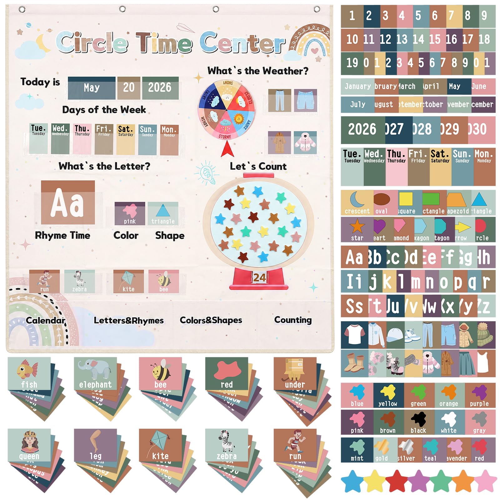 Photo 1 of OBUSATT 222 PCS Boho Circle Time Learning Center Chart Set