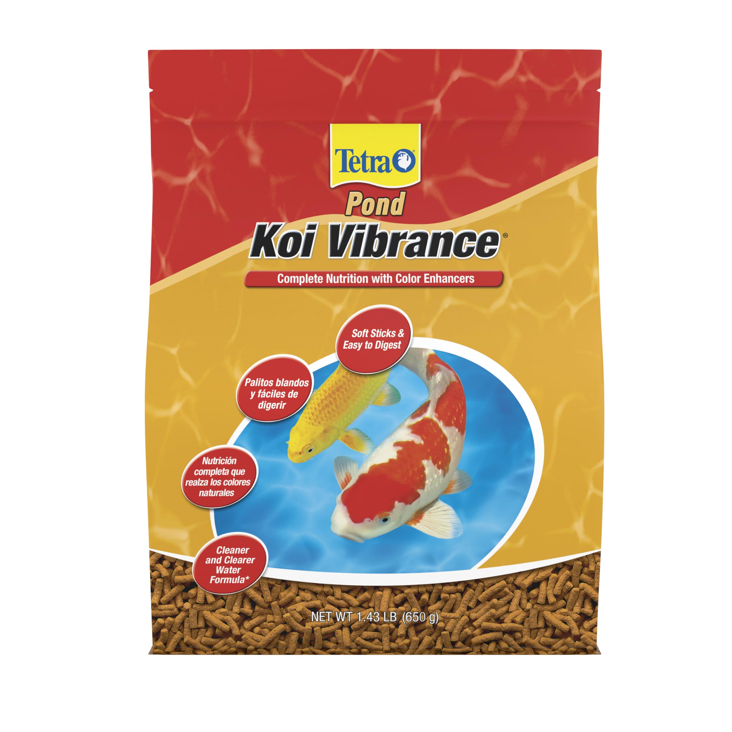 Tetra Pond Koi Vibrance Soft Sticks, Floating Pond Fish Food, 1.43 lbs | Daily Diet for Koi Fish and Ornamental Goldfish, Feed When Water is Above 50 Degrees, Highly Digestible, Clean & Clear Water 1.43 Pound (Pack of 1)