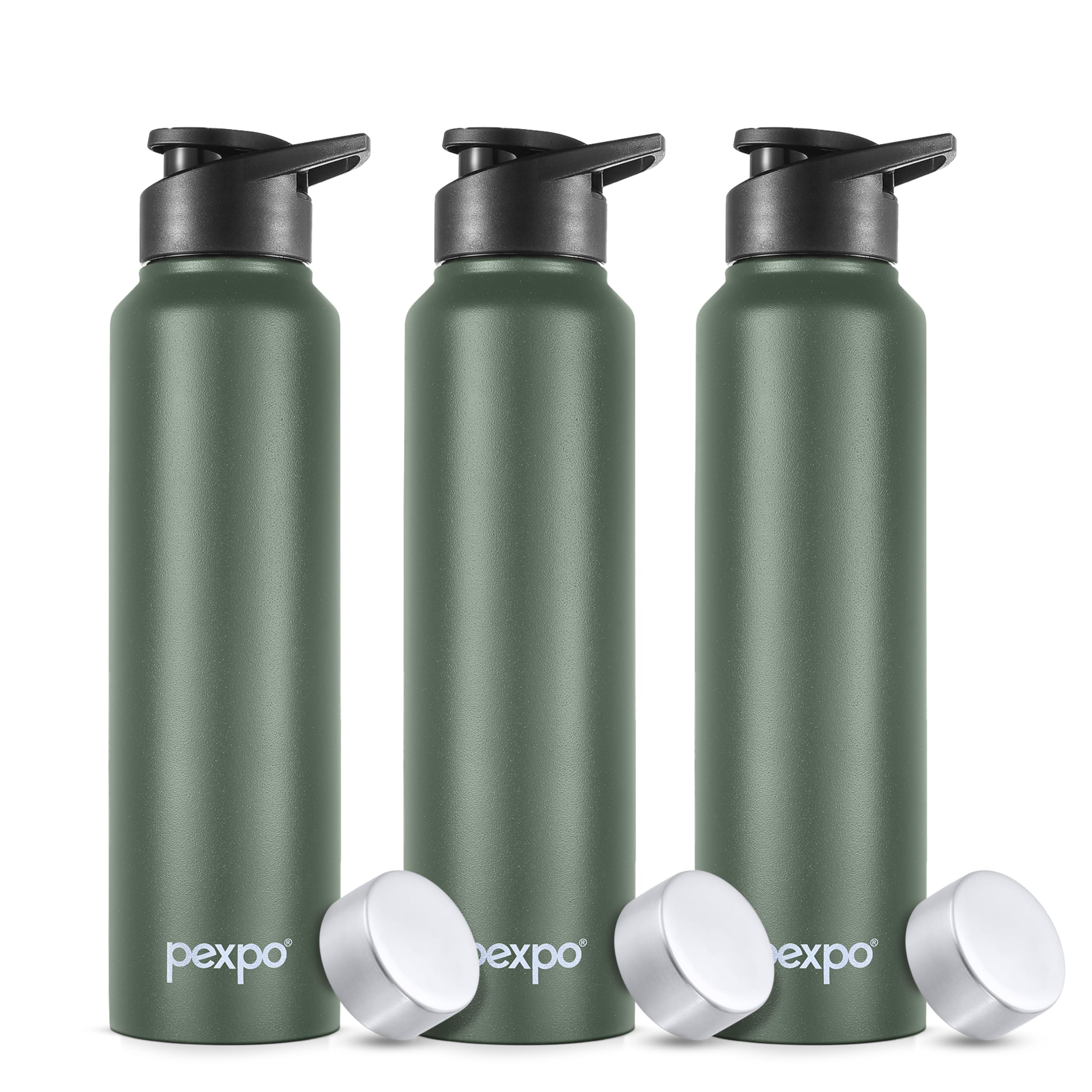 Go24 pexpo Stainless Steel Water Bottle Chromo Military Green 950ml