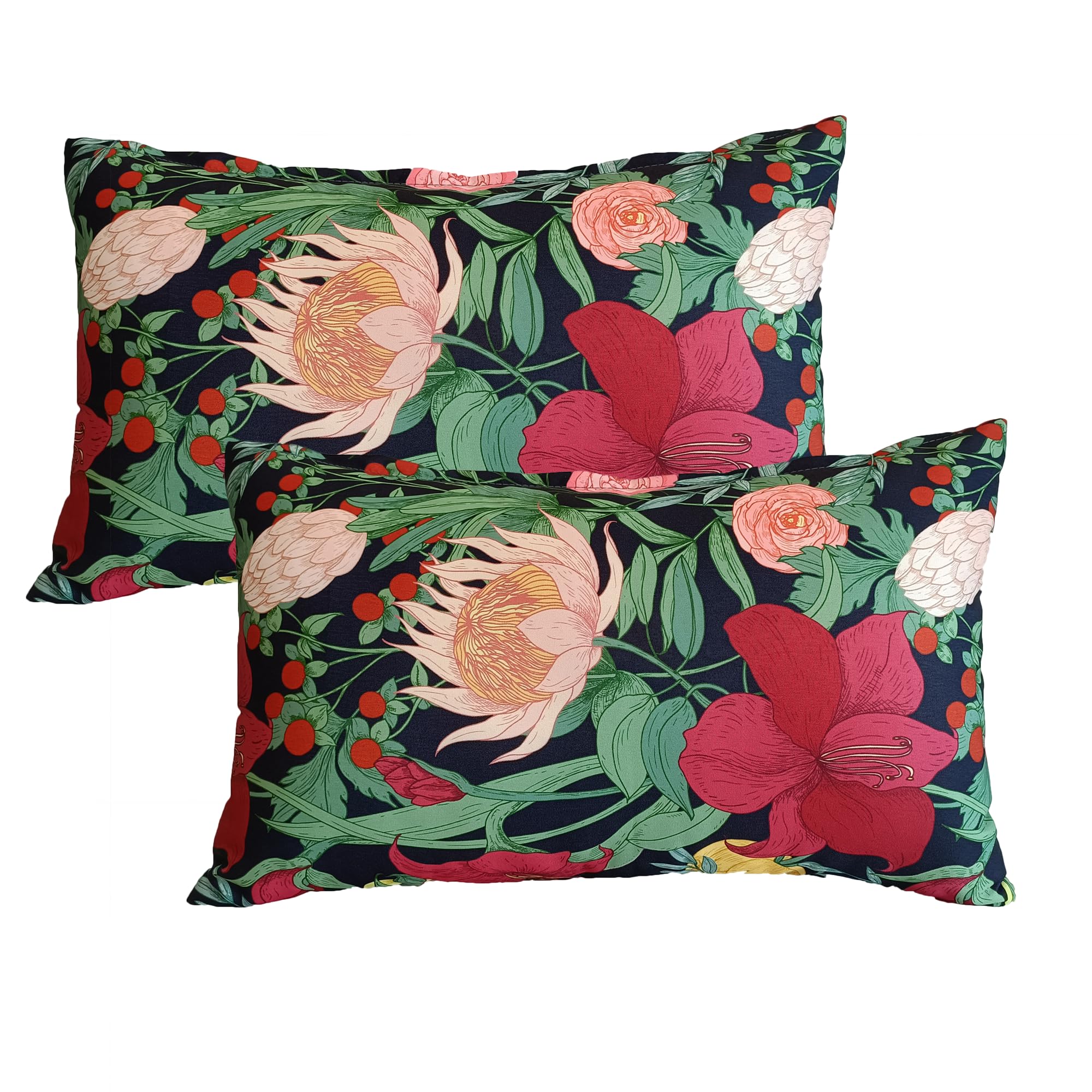 ADLIVWYD Lumbar Pillows for Indoor Outdoor uses,Waterproof Removable Cover with Zipper Outdoor Pillows Set of 2 for Patio Furniture,12×20 Inch (Black