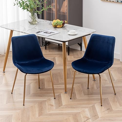 Roundhill Furniture Aufurr - Juego de 2 sillas de comedor modernas de terciopelo, color azul