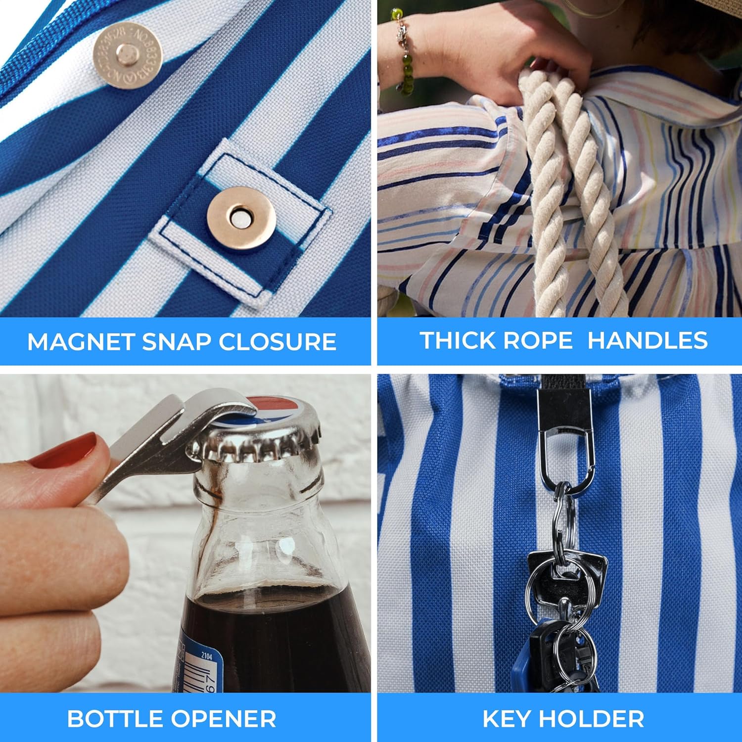 SHYLERO Beach Bag and Pool Bag Has Airtight Pouch, Magnetic Snap Closure. Beach Tote is Water Resistant. Family Size - Image 4