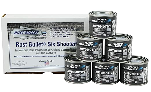 RUST BULLET Automotive - Metallic Gray - (6) 4 Oz - Rust Inhibitor & Protective Coating for Cars, Trucks, & Metal Surfaces, UV Resistant, No Topcoat Needed