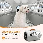 PawHut Plastic Dog and Cat Kennel Hard Sided, Airline Approuvé Pet Carrier pour Mini Chiens et chats, Crate portable avec porte en fil d'acier, Water Bowl, pour voiture, avion, extérieur