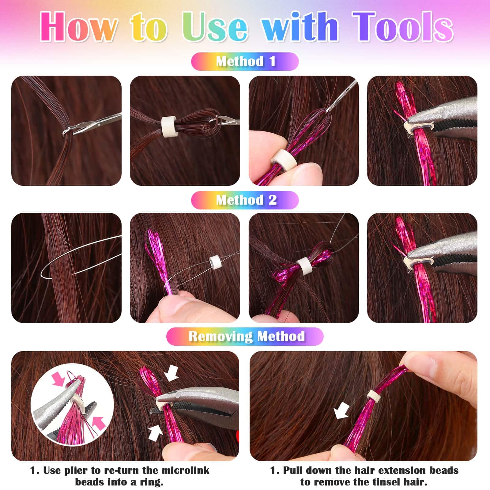 Amazon.com : 20 Colors Hair Tinsel with Feathers & Colorful  display picture 3