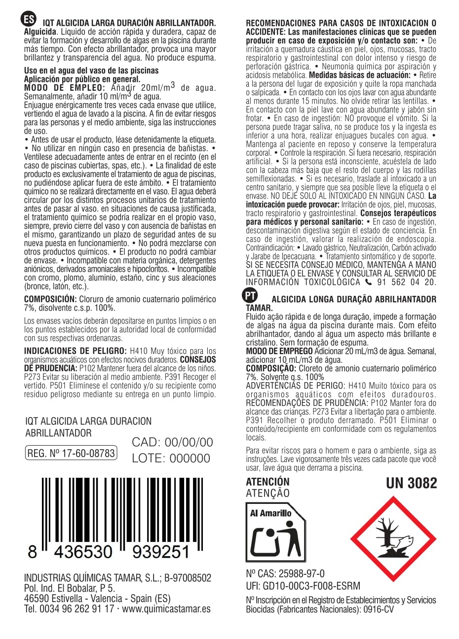 Pack Mini Piscinas Cloro 5 acciones 1kg + Reductor pH + Alguicida Larga Duración + Floculante 1 litro