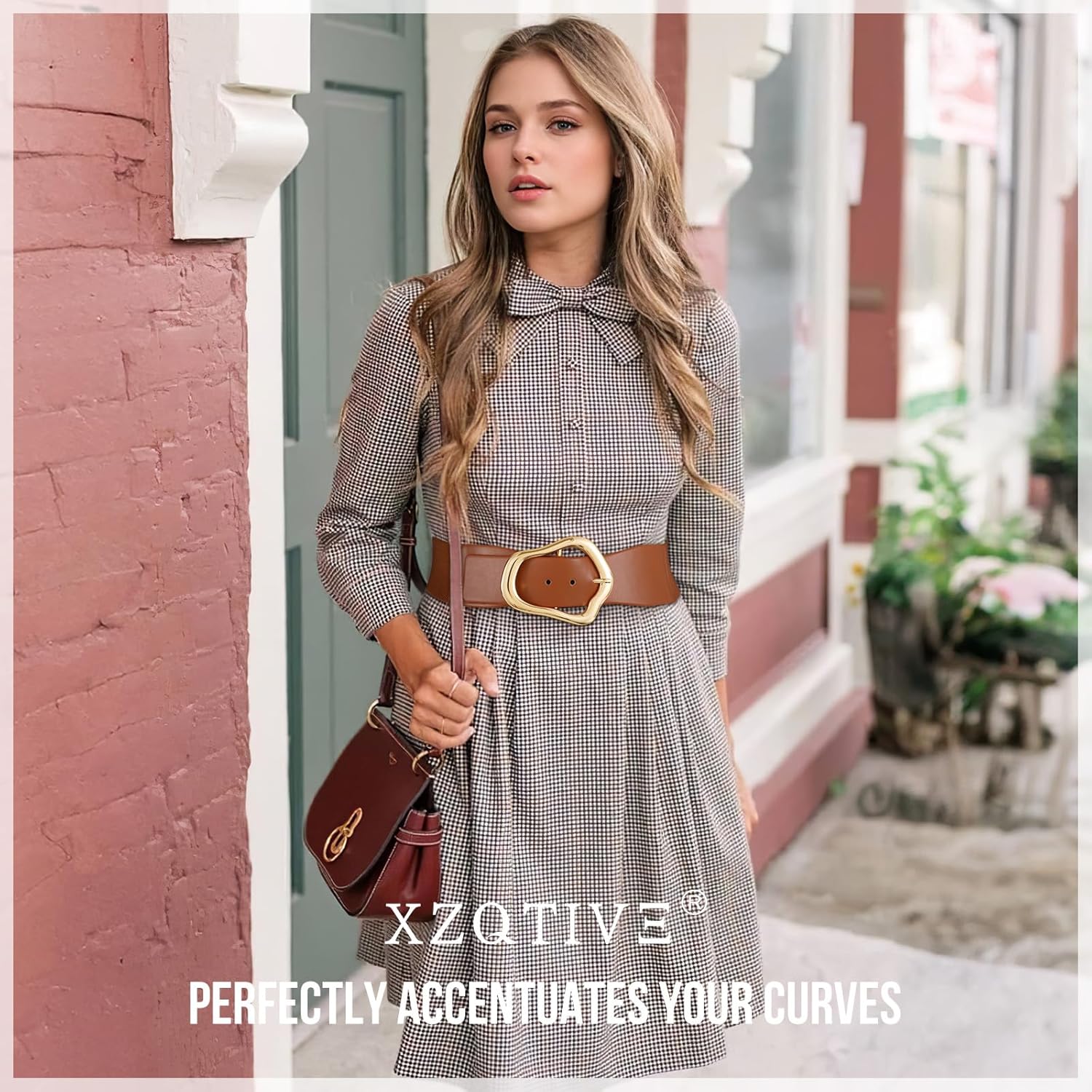 XZQTIVE Women Wide Elastic Waist Belt for Dresses Fashion Big Gold Buckle Stretchy Leather Waistband for Ladies - Image 5