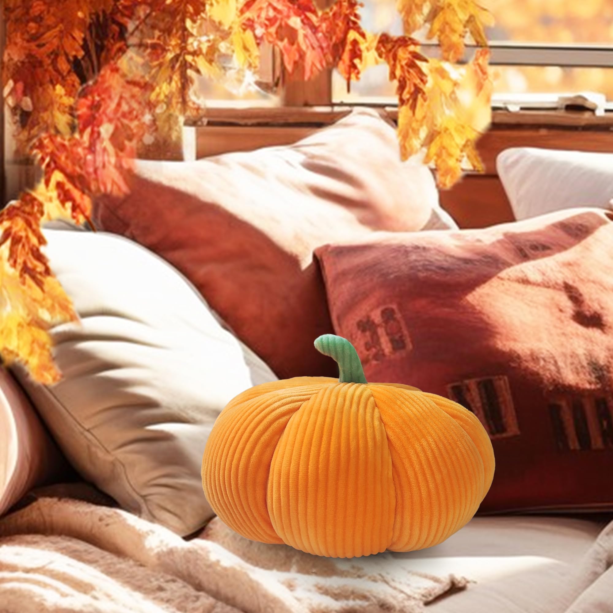 Cuscino a forma di zucca, 18 cm, piccolo cuscino decorativo a