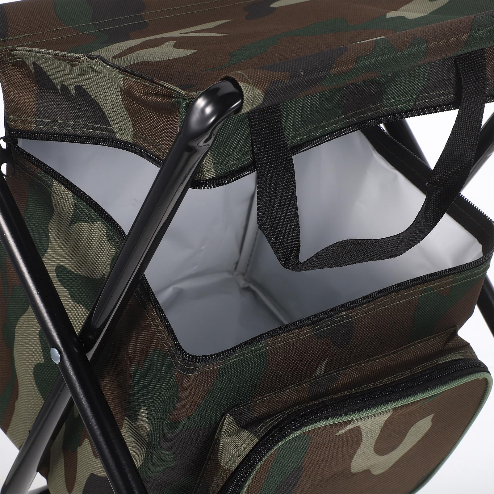 Kichvoe Sgabello da campeggio pieghevole con refrigeratore, sedia da pesca per esterni con schienale, sedia da escursionismo pieghevole, sedile portatile per viaggi, picnic, escursioni, articoli da