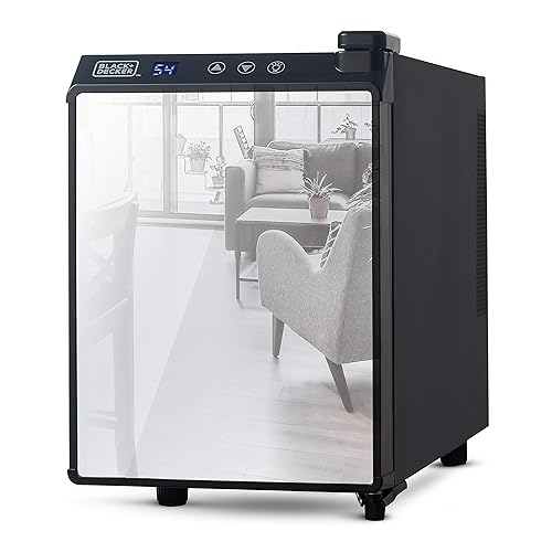 BLACK+DECKER 6 Bottle Wine Fridge, Wine Cooler with Mirrored Front,