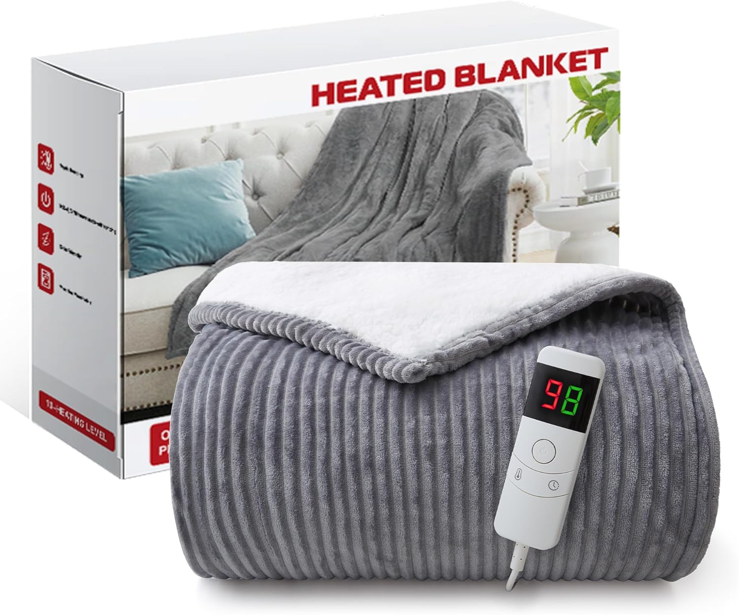 Heated Blanket Twin, Electric Blanket Heating Blanket with 10 Heating