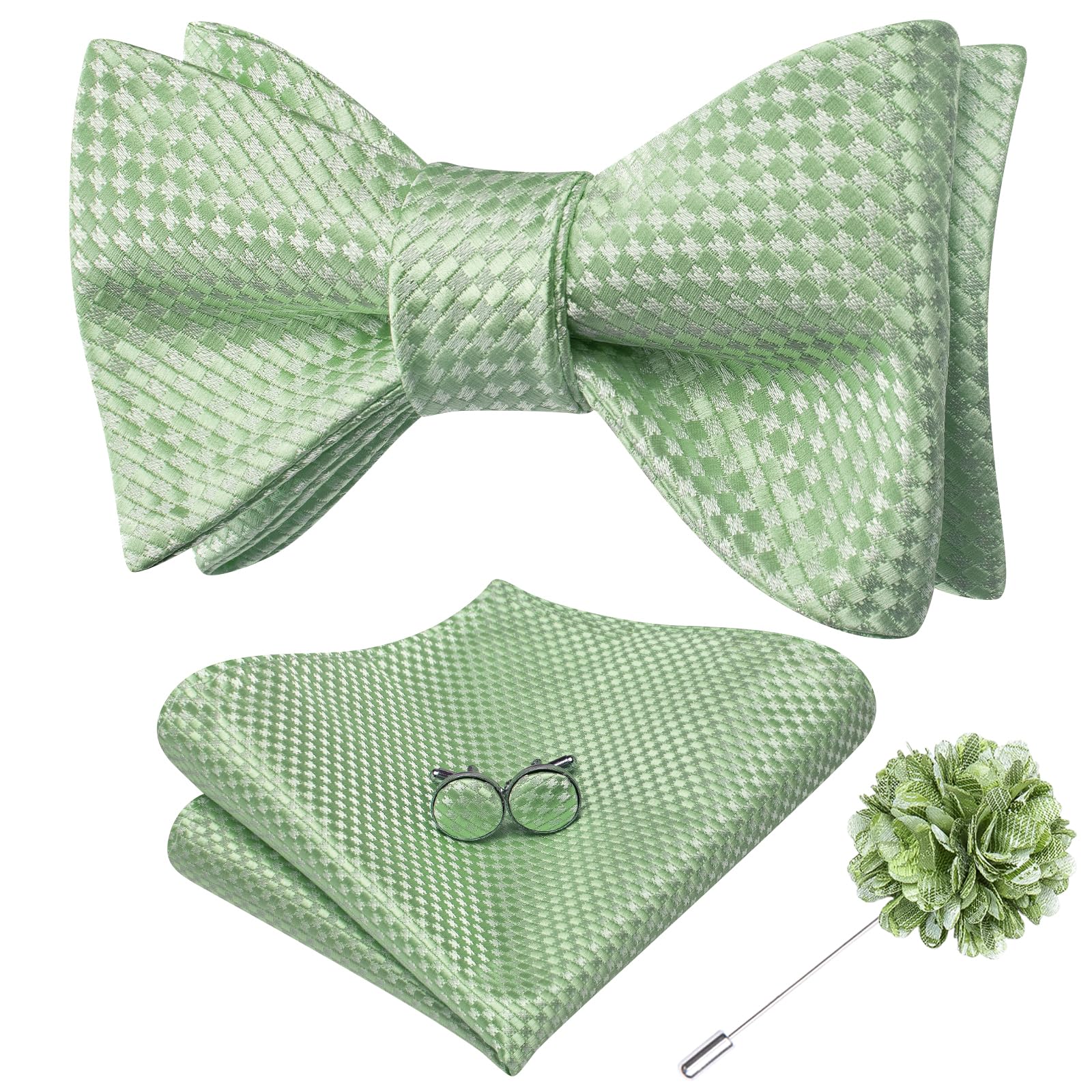 Dubulle Self Tie Bow Ties for Men Silk Paisley Bowtie Lapel Pin Set