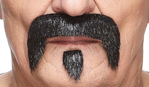 Mustaches Bigote falso autoadhesivo del abuelo, novedad, pelo facial falso, accesorio de disfraz para adultos, color negro brillante