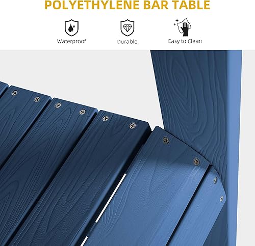 Miniatura 6 de DWVO Juego de 2 sillas Adirondack de 25 pulgadas de alto, sillas de balcón de altura de barra de polietileno, silla salvavidas para exteriores,