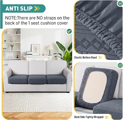 Miniatura 5 de Ruaozz Fundas de cojín de sofá para sofá seccional, fundas de cojín elásticas y lavables para muebles suaves en forma de L, protector de muebles
