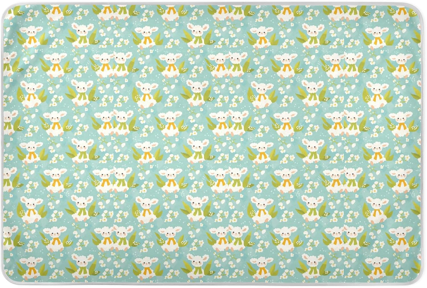 Simple Spring Sheep Cute Extra Large Resuable Bed Underpads Water Resistant Pee Pads for Bed Breathable Diaper Pads for Infant Toddler , 52" L x 34" W