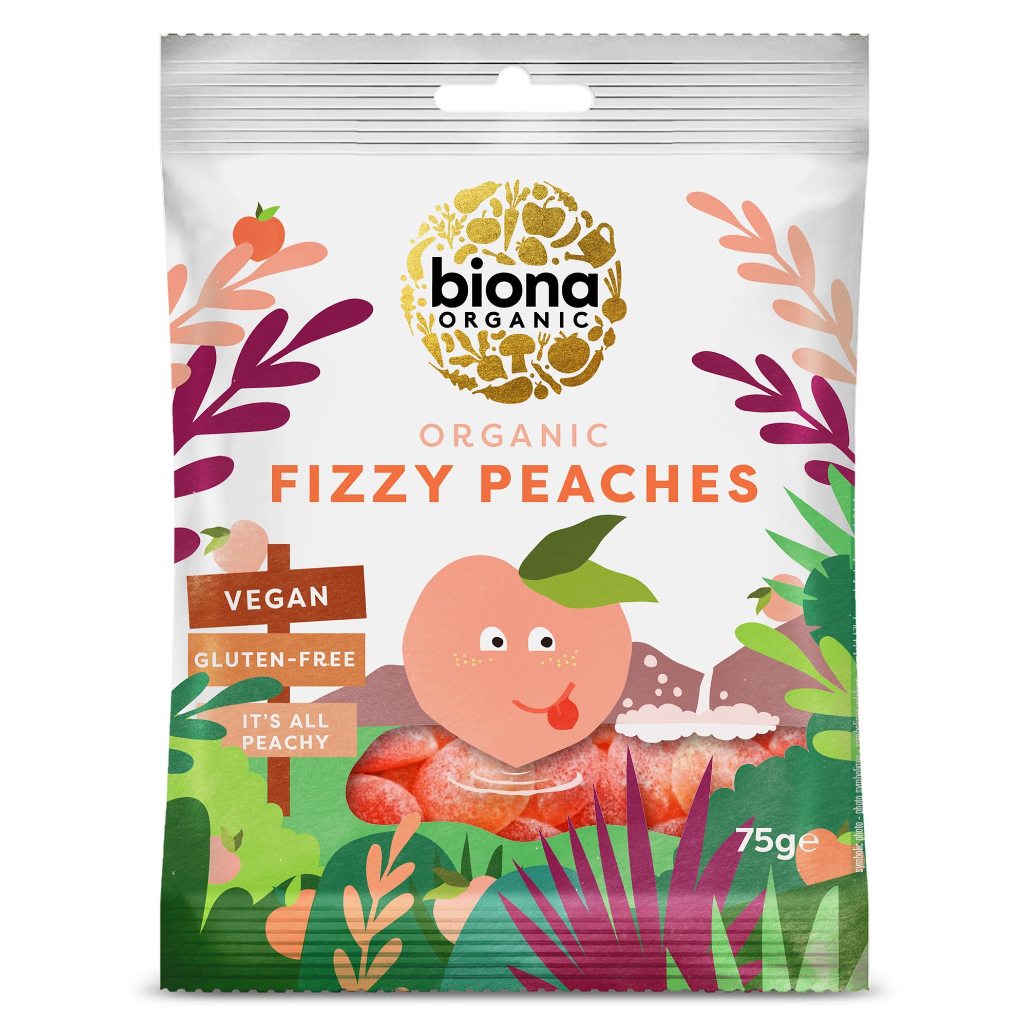 Biona Organic Vegan Fizzy Peaches 75g