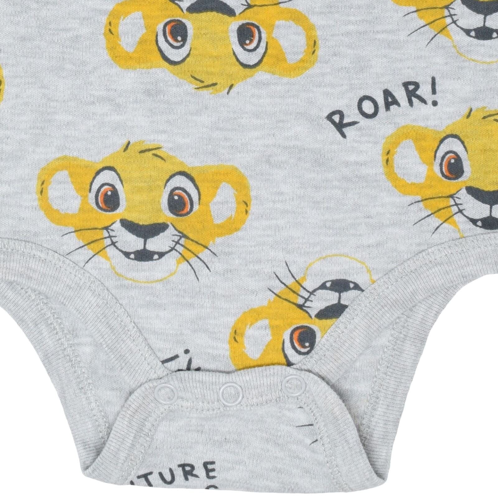 Disney Lion King Baby Boys 3 Pack Long Sleeve Bodysuits Green/White/Gray 18 Months