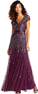 Adrianna Beaded V-Neck Cap Sleeve Dress