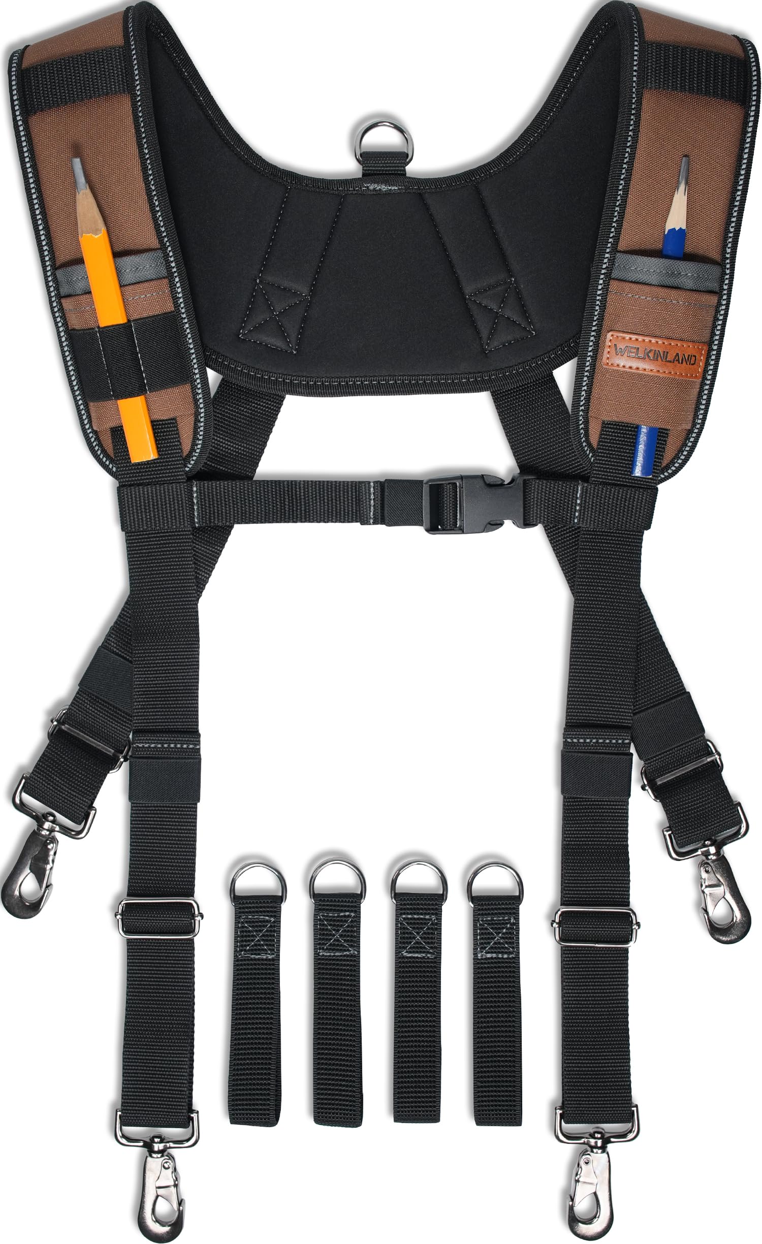 WELKINLAND Tirantes de cinturón de herramientas resistentes, cómodos tirantes acolchados para bolsa de herramientas, tirantes de bolsa de herramientas totalmente ajustables, tirantes RipStop para