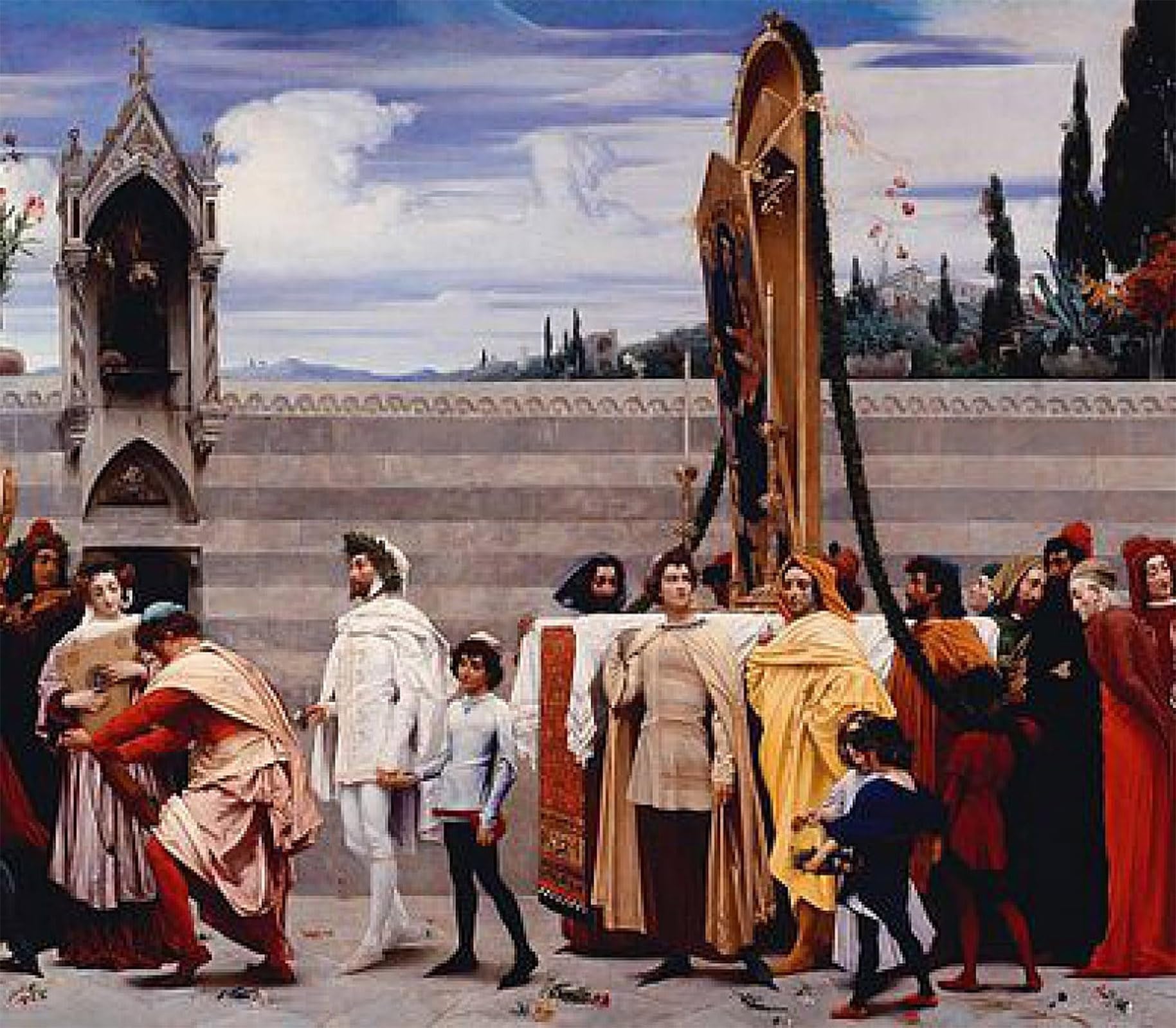 ARTXLXXBN Famous Painting Art Wall Decor Abstract Art Picture Cimabues Lady Carried in Procession by Frederic Leighton Animal Pictures for Home Decor 60x90cm