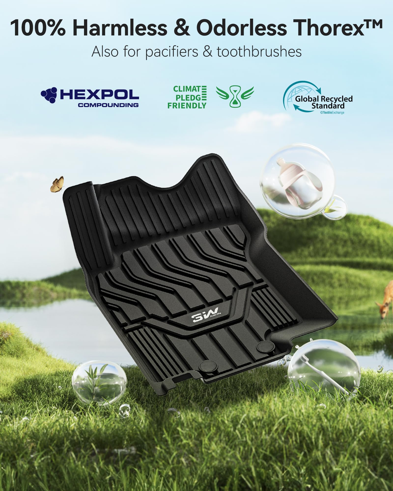 3W Floor Mats Cargo Mats for Nissan Rogue 2026 2025-2021 S SV SL Platinum Custom Fit TPE All — view 8