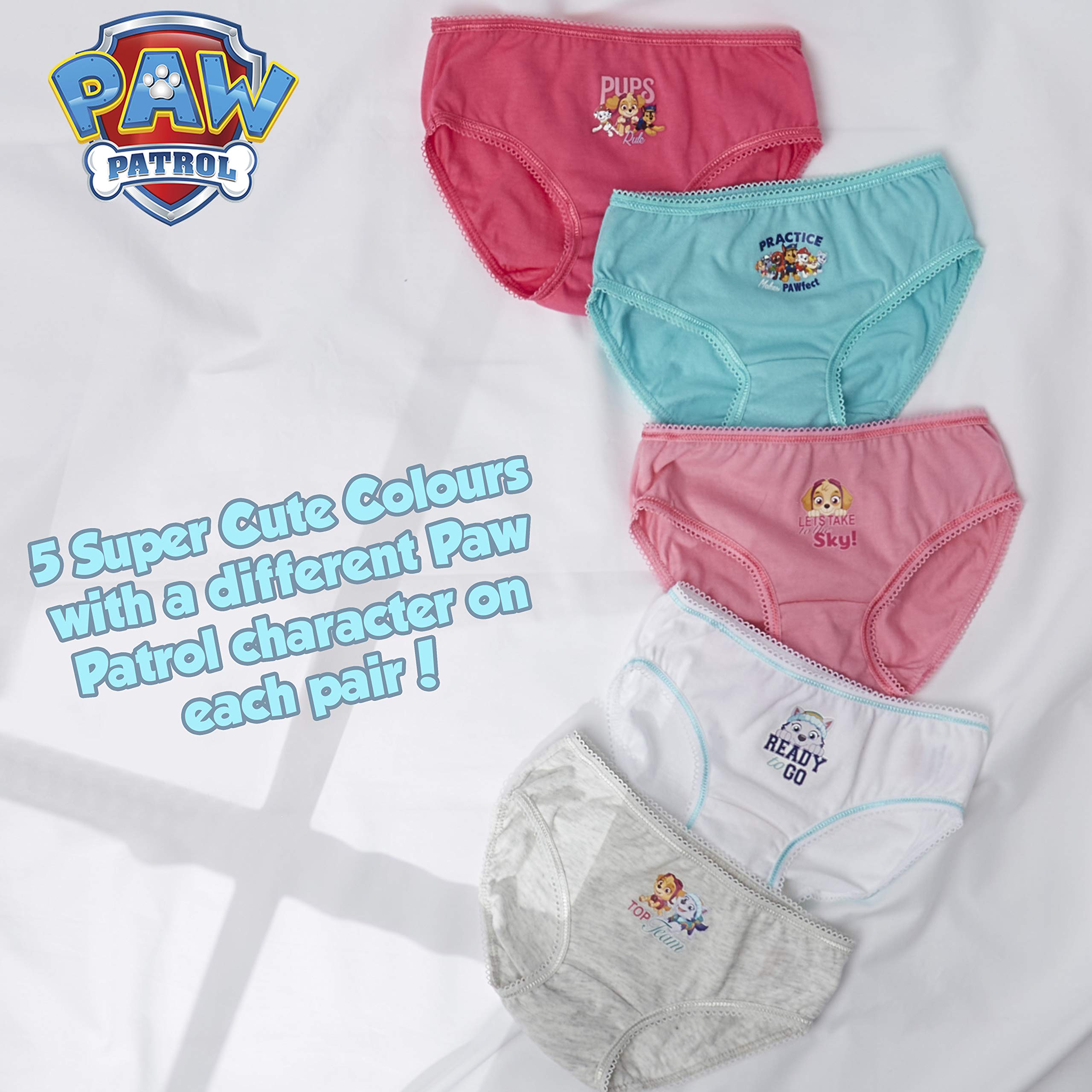 Buy Girls Knickers, Pack of 5 Girls Pants with Mighty Pups Chase and