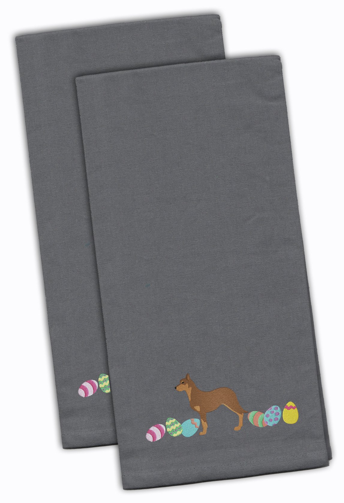 Caroline's Treasures CK1600GYTWE Australian Kelpie Easter Grey Lot de 2 torchons de Cuisine brodés