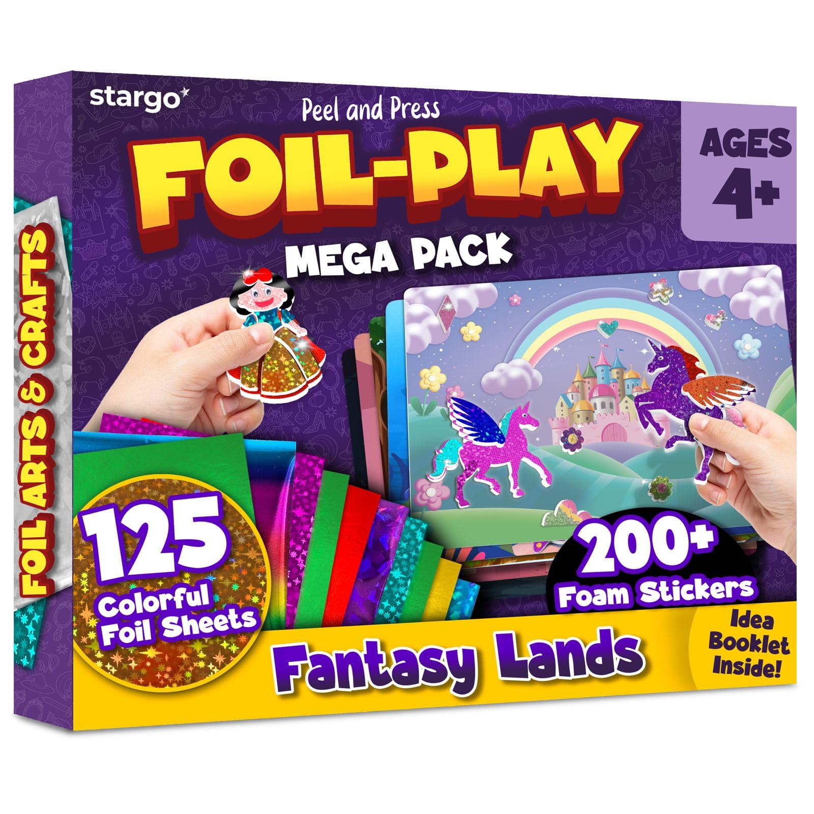 Foil Creative Art Kit for Kids, Fun Craft Set with Triple-Layer 3D Stickers & Foil Sheets - Creative Arts & Crafts for Birthday Party, Girls, Boys DIY Activity, Travel Toys, Gifts for Ages 4 5 6 7 8 9