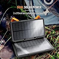 Vista 3 de ToughTested Dual 10,000 mAh Solar Power Portable Charger Battery Pack Power Bank IP65 Waterproof and 18 LED Flashlight