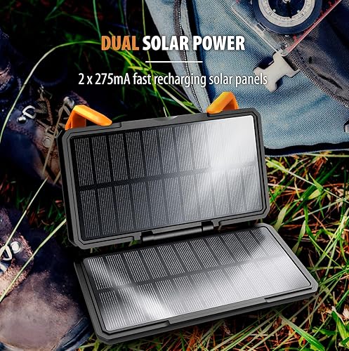 Miniatura 3 de ToughTested Dual 10,000 mAh Solar Power Portable Battery Pack Power Bank IP65 Waterproof Charger and 18 LED Flashlight
