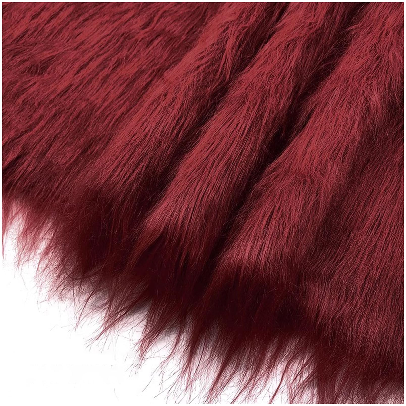 YZRXD Shaggy Faux Fur Fabric Long Pile Fluffy Fake Fur Luxury Craft Material 180cm(70inch) Wide for Gnomes, Sewing, Costumes, Fursuits, Decorations(Size:1.8x0.5m(70x19in),Color:dark red)
