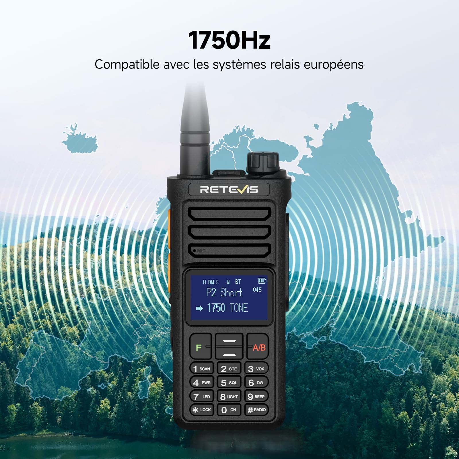 Retevis Ailunce RA89R Radio Amateur, Répéteur Temporaire Walkie Talkie, contrôle App, Type-C Ransmission, FM/AM,2800 mAh, 1750Hz,Talkie Walkie Longue Portée de Plein Air Passionnés(1 pièce)