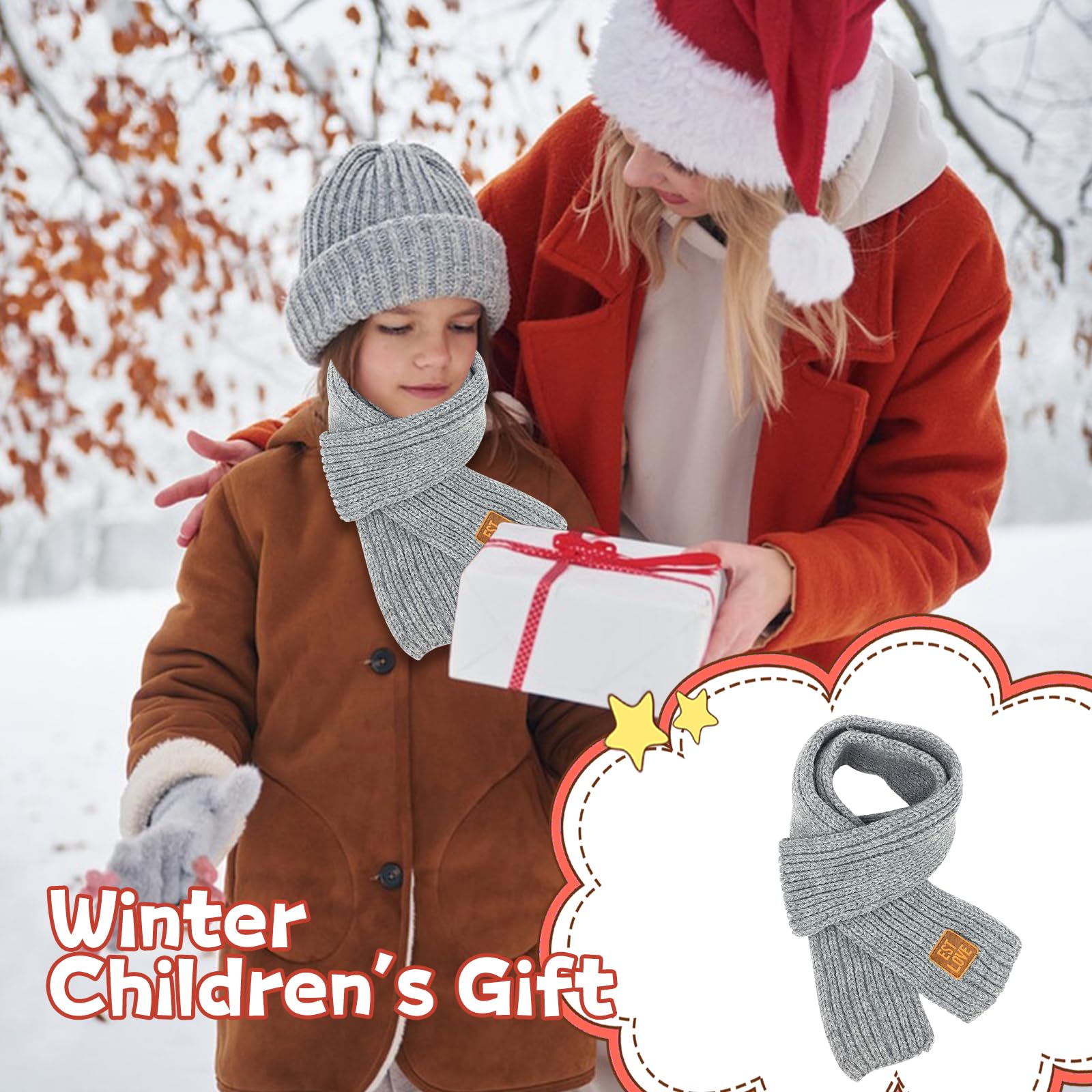 Bufanda de Cachemira para Niños Invierno Unisex Cálida de Punto