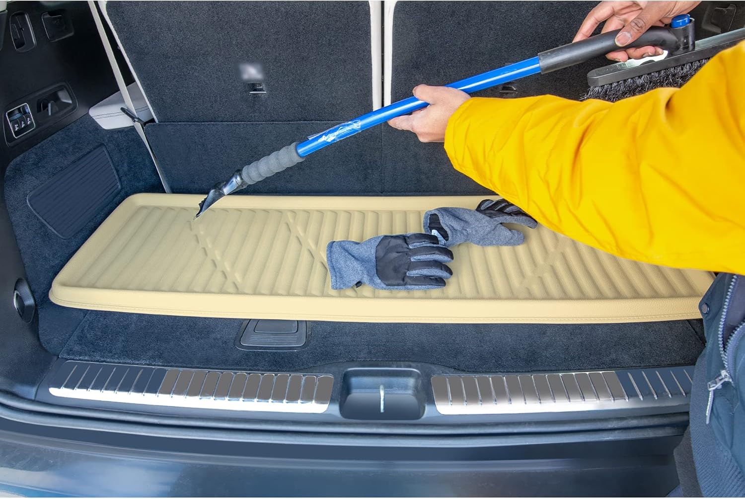 FH Group Premium Faux Leather Cargo Liner – Protective Cargo Mat for SUV and Van, Deep-Tray Design Trunk Mat for Toyota Sienna, Highlander, Honda Odyssey and More, Climaproof Automotive Trunk Liner