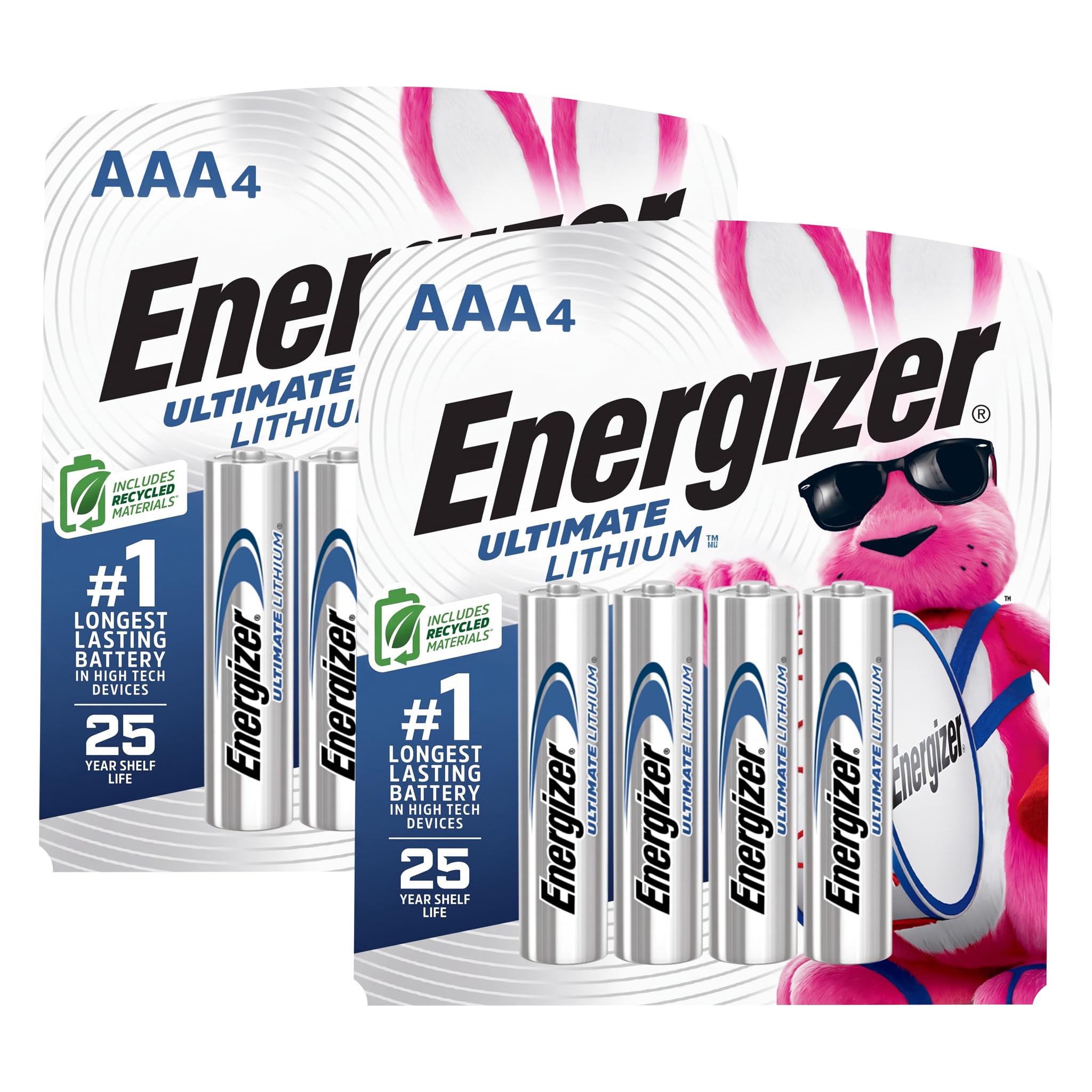 Energizer AAA Batteries, Triple A Lithium, 4 Count (Pack of 2)